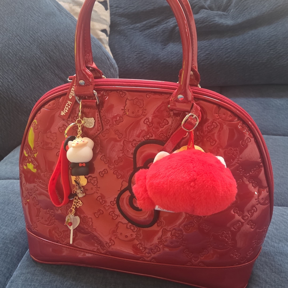 Loungefly Red Patent Satchel with Charms